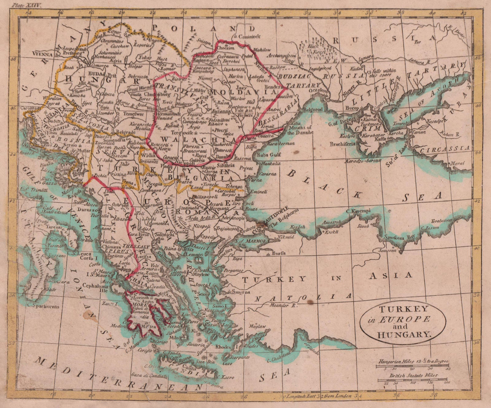 Turkey in Europe Hungary. Balkans. PAYNE 1798 old antique map plan chart